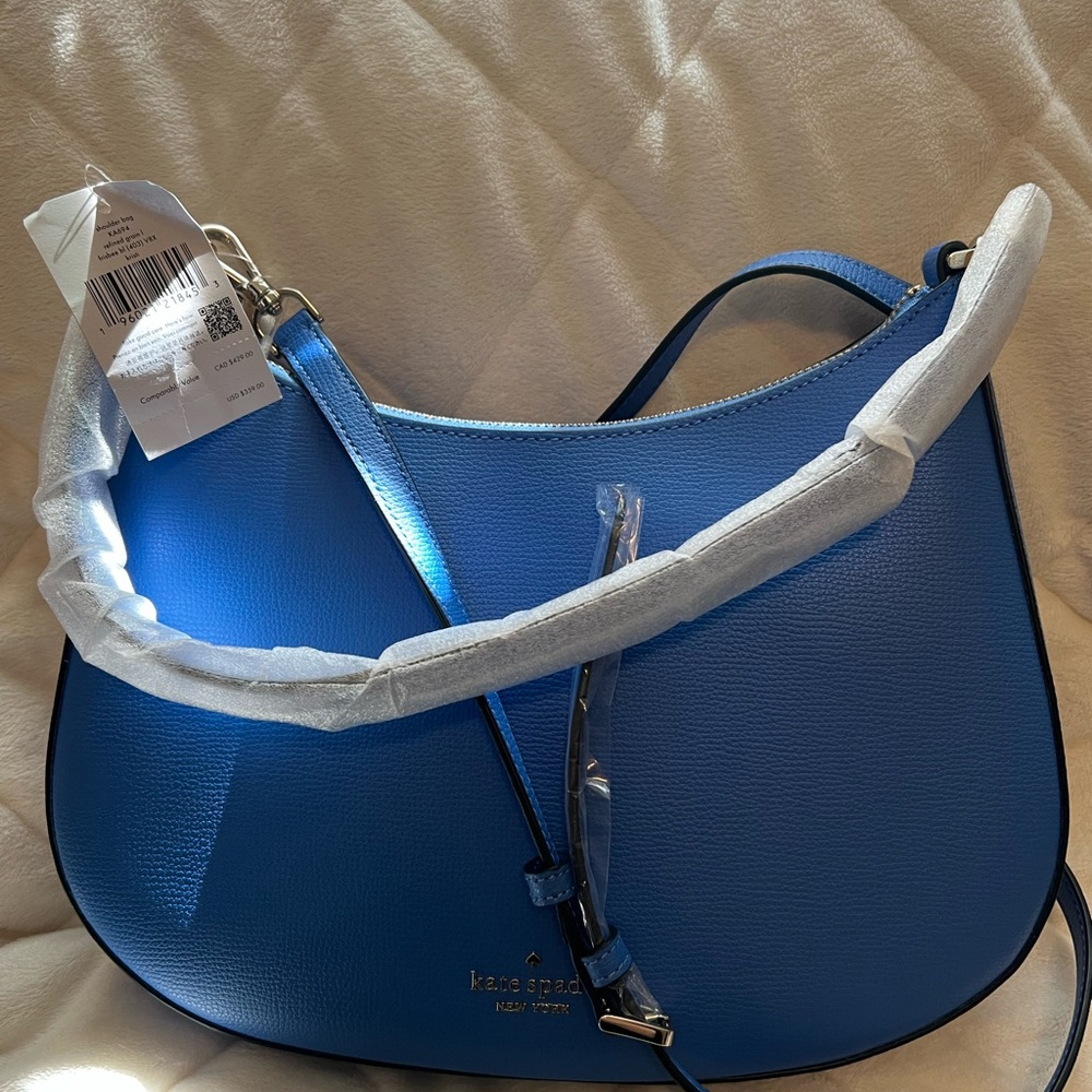 kate spade blue pebbled leather shoulder bag